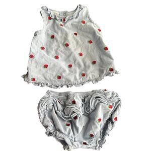 Vintage mini wear strawberry 2 piece set top and bloomers 12 months